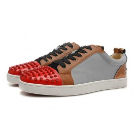 Baskets Christian Louboutin Homme Femme Chaussures Gris Rouge Spikes
